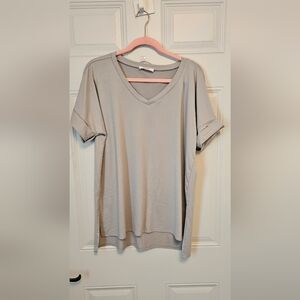 Zenana Tan Cream Relaxed Short Sleeve Tee